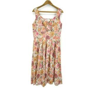 New Lazybones Floral Retro Dress Womens L Pinup Cotton